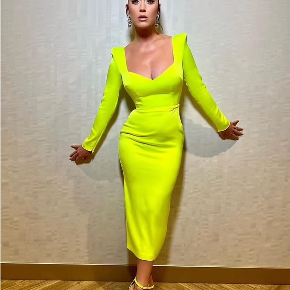 Elegant Neon Yellow Dress